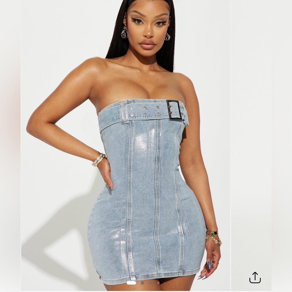 FashionNova Strapless Denim Mini Dress